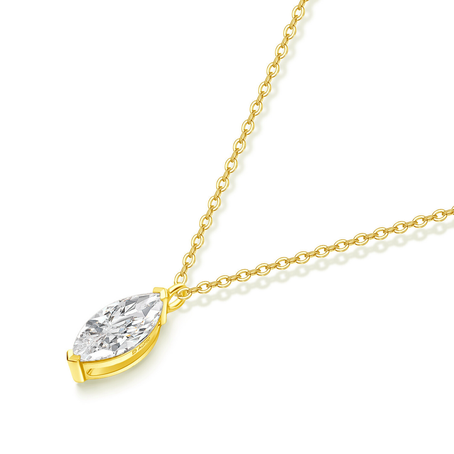 "Radiant Starlit" 1 Carat Marquise Lab Grown Diamond Solitaire Necklace In 18K Yellow Gold