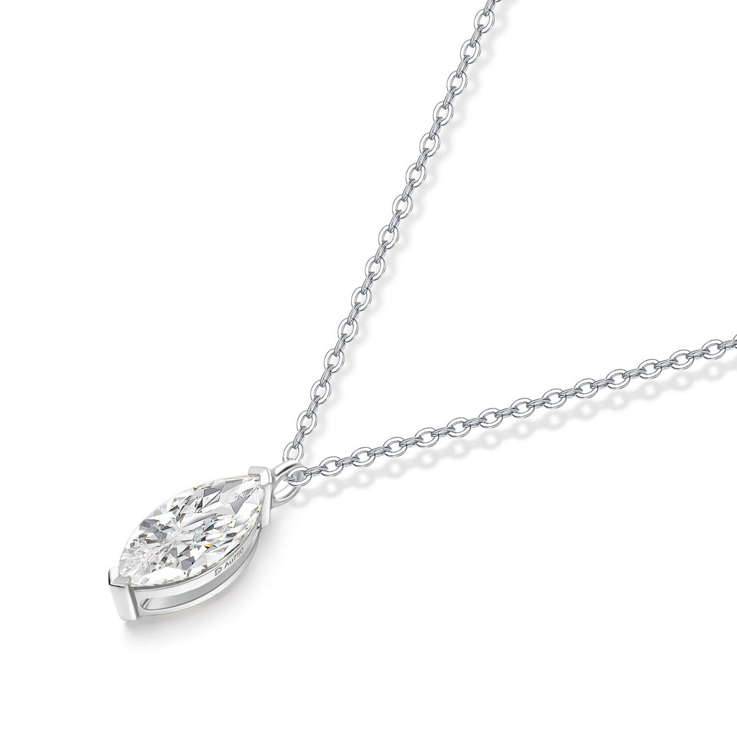"Radiant Starlit" One Carat Marquise Lab Grown Diamond Solitaire Necklace In 18K White Gold
