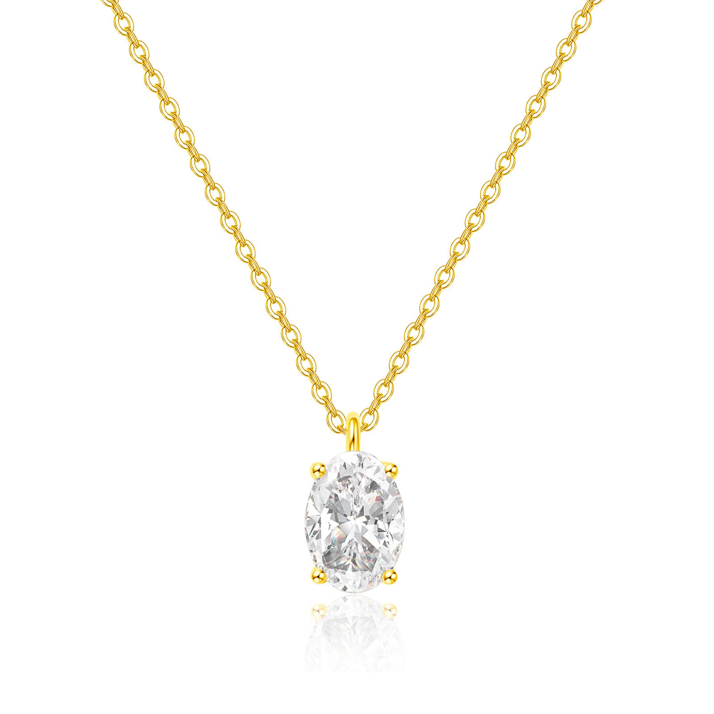"Radiant Starlit" 0.6 Carat Oval Shape Lab Grown Diamond Solitaire Necklace In 18K Yellow Gold