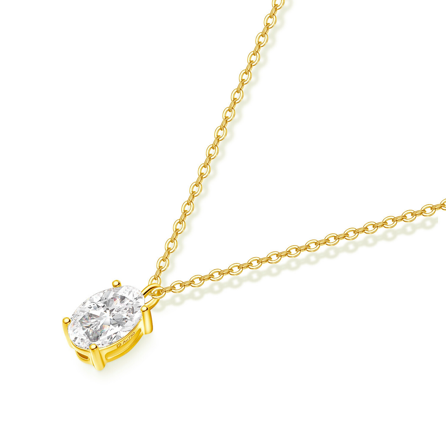 "Radiant Starlit" 0.6 Carat Oval Shape Lab Grown Diamond Solitaire Necklace In 18K Yellow Gold