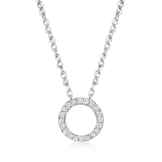 "Stellar Bond" Gold Plated Sterling Silver Round Circle Pendant Paved with 1/10 Cttw Natural Diamonds