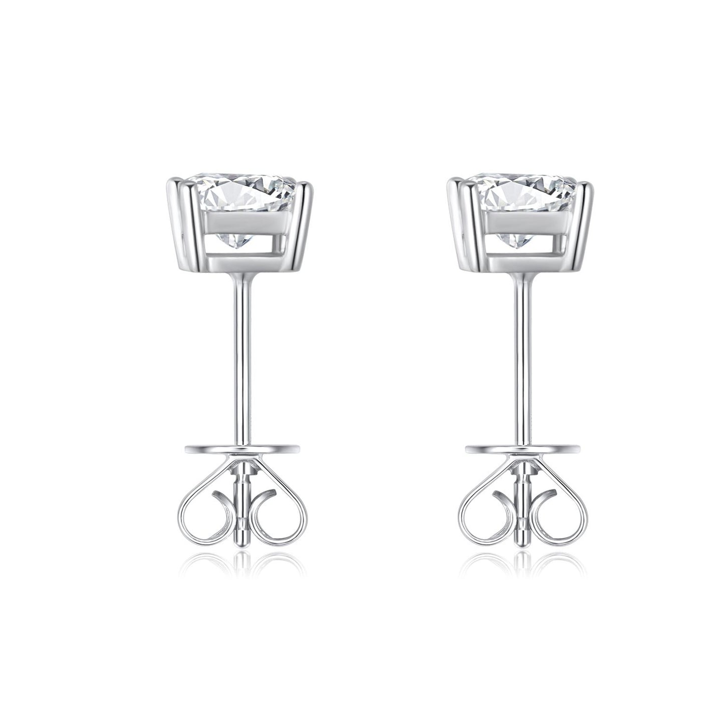 "Starlit Spark" Princess Shape 1.19 Carat Lab Grown Diamond Stud Earrings In 18K White Gold