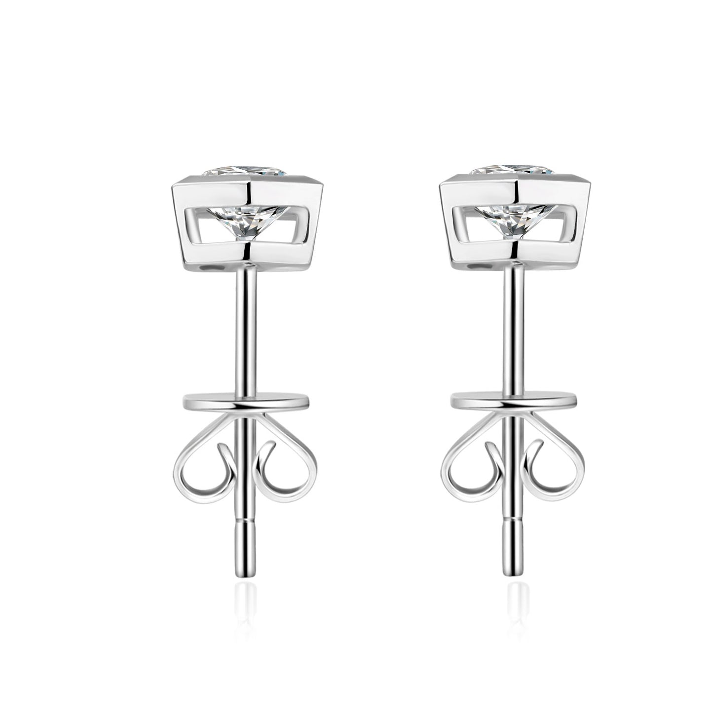 "Nova Hexa" Hexagon Shape 0.59 CTTW Lab Grown Diamond Stud Earrings In 18K White Gold