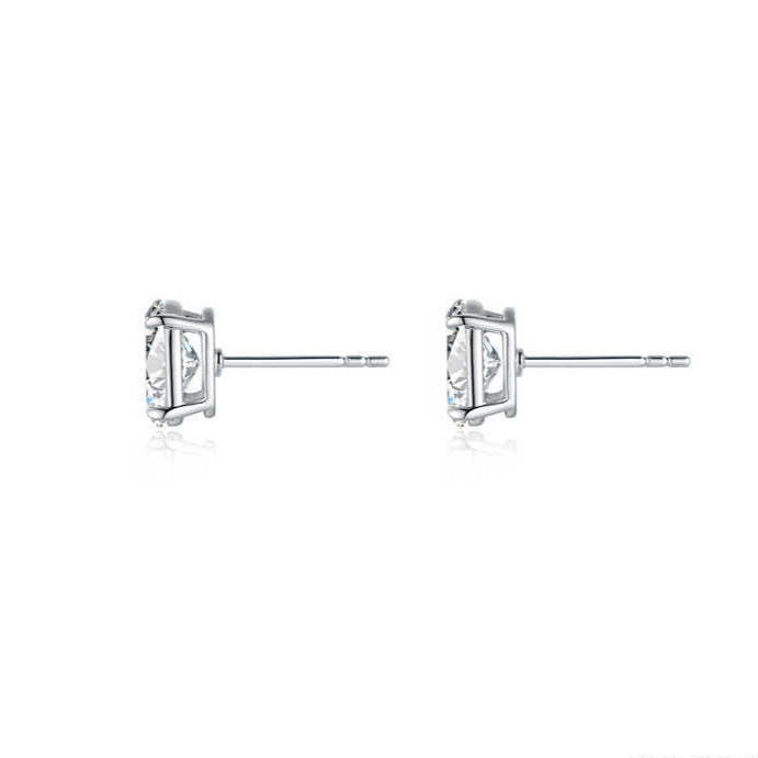 "Starlit Spark" Oval Shape 1 Carat Lab Grown Diamond Stud Earrings In 18K White Gold