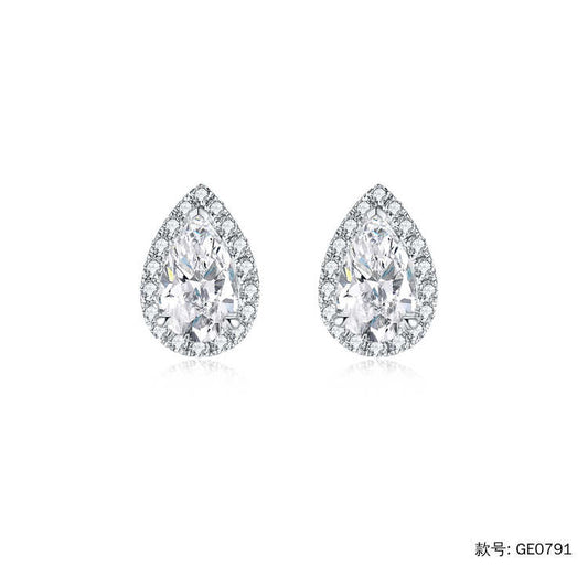 "Starlit Halo" Pear Halo Setting 1.275 Carat Lab Grown Diamond Stud Earrings In 18K White Gold