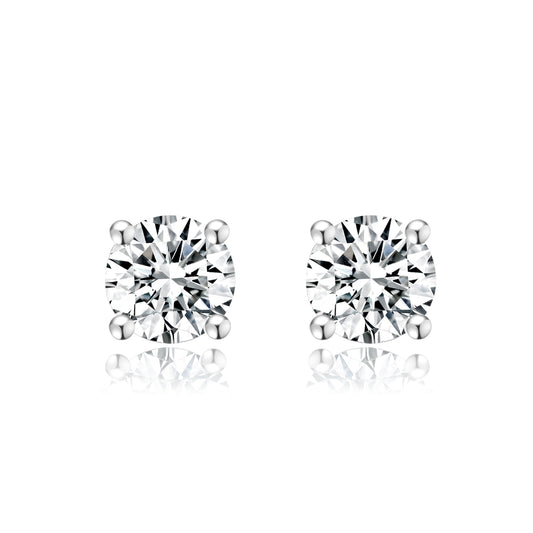 Starlit Spark 14K White Gold Lab Grown 4 Prong Diamond Solitaire Stud Earrings 0.5 CTTW