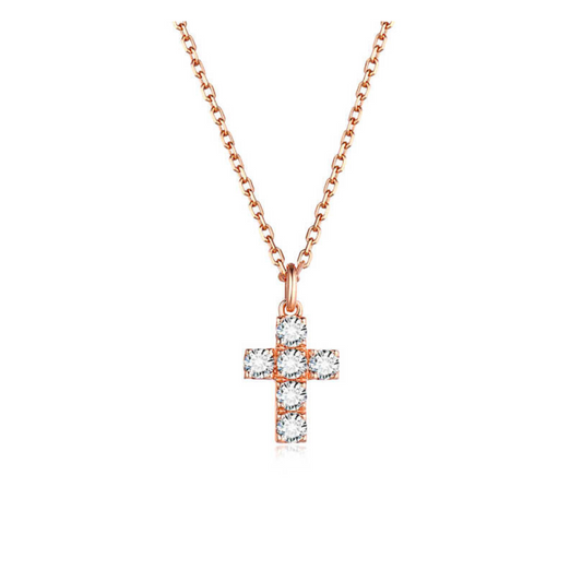 "Lumen Cross" Lab Grown Diamond Christian Necklace In 18K Rose Gold