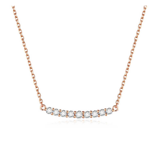 "Celeste Line" Paved Lab Grown Diamond Smile Bar Necklace In 18K Rose Gold