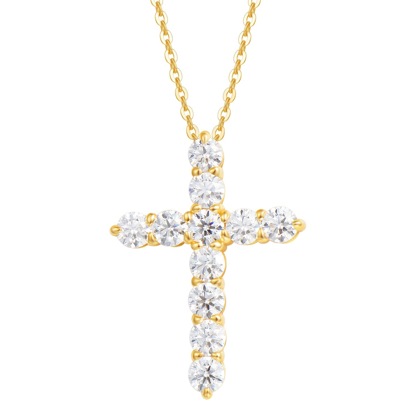 "The Faithful Brightness" Moissanite Pave Stone Classic Prong Setting Cross Pendant Necklace