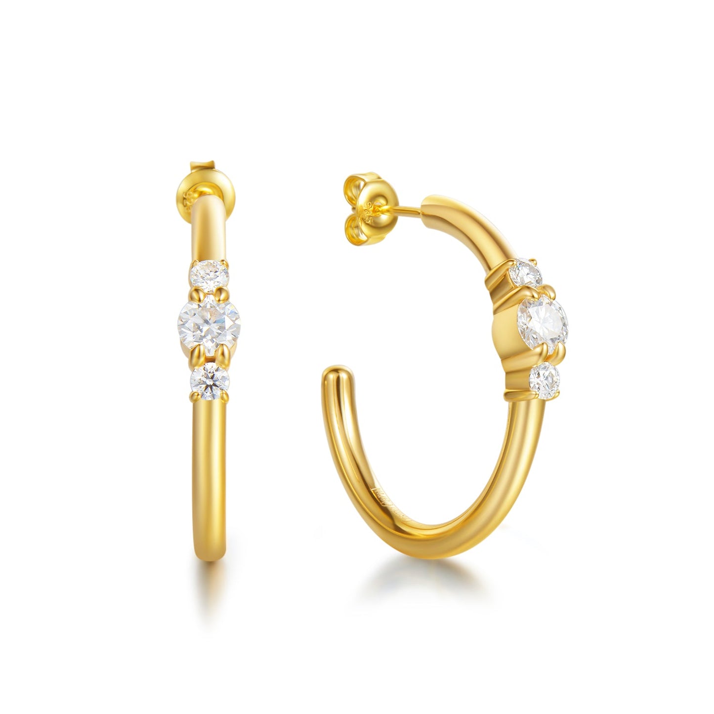 "Wishful Promise" Yellow Gold Plated Moisssanite Hoops